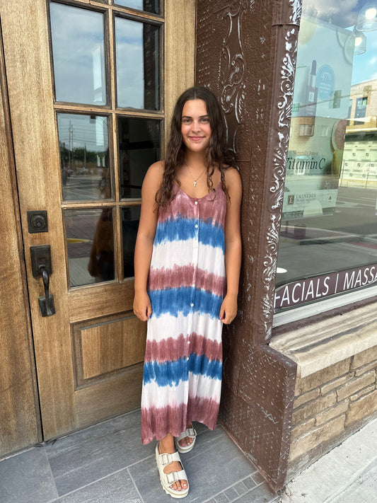 Blue Heather Tie Dye Maxi