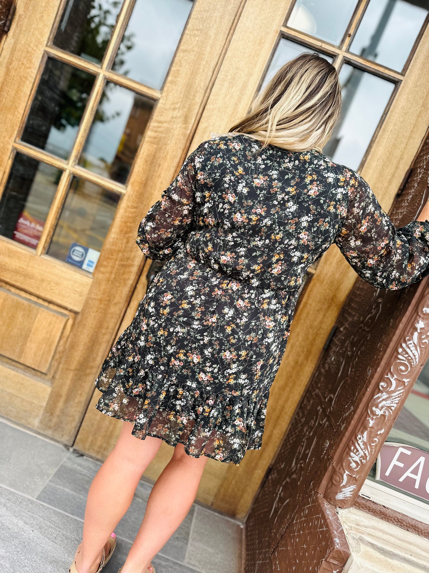 Floral Tiered Wrap Dress