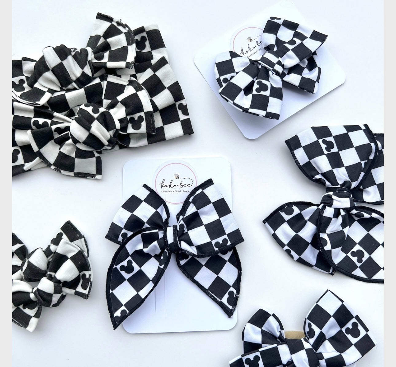 Checkered Mickey Bow