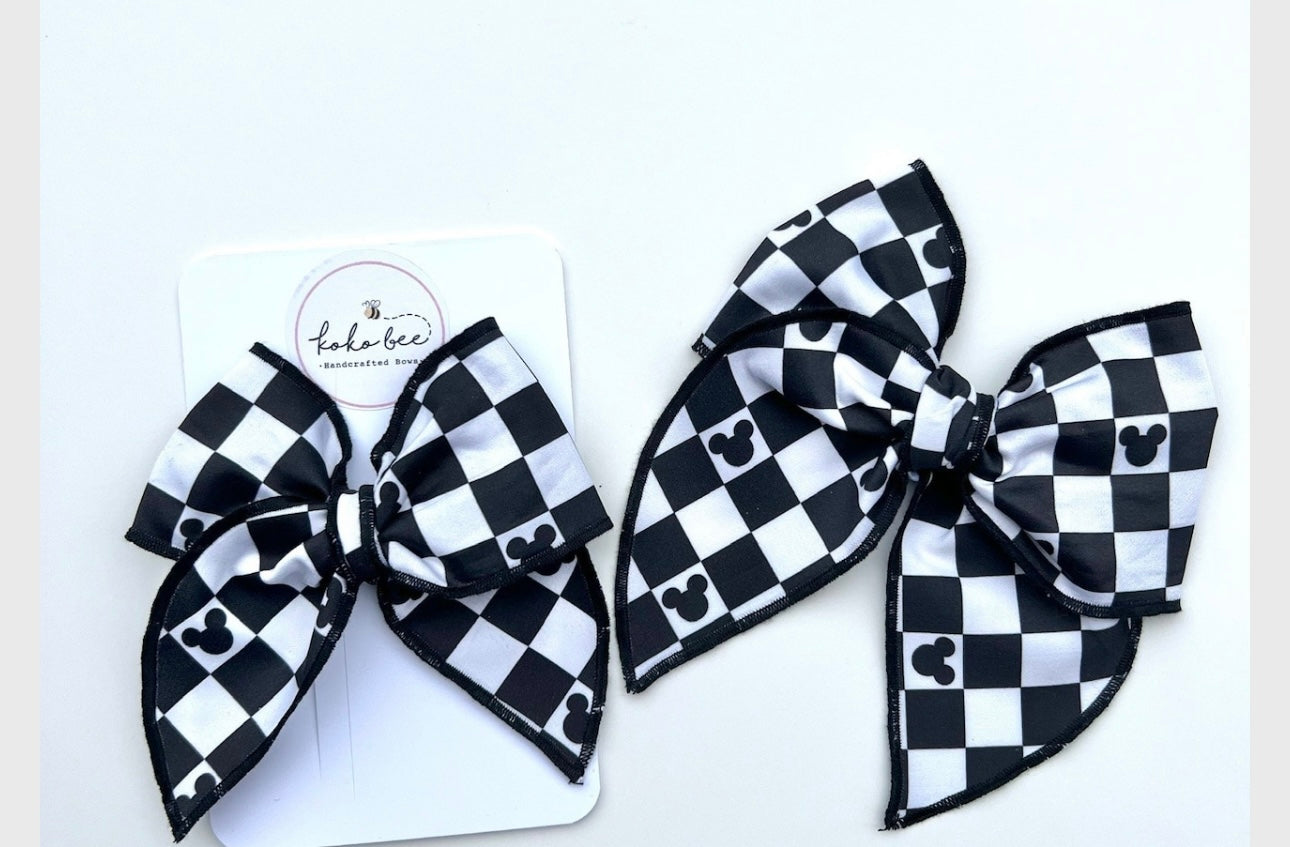 Checkered Mickey Bow