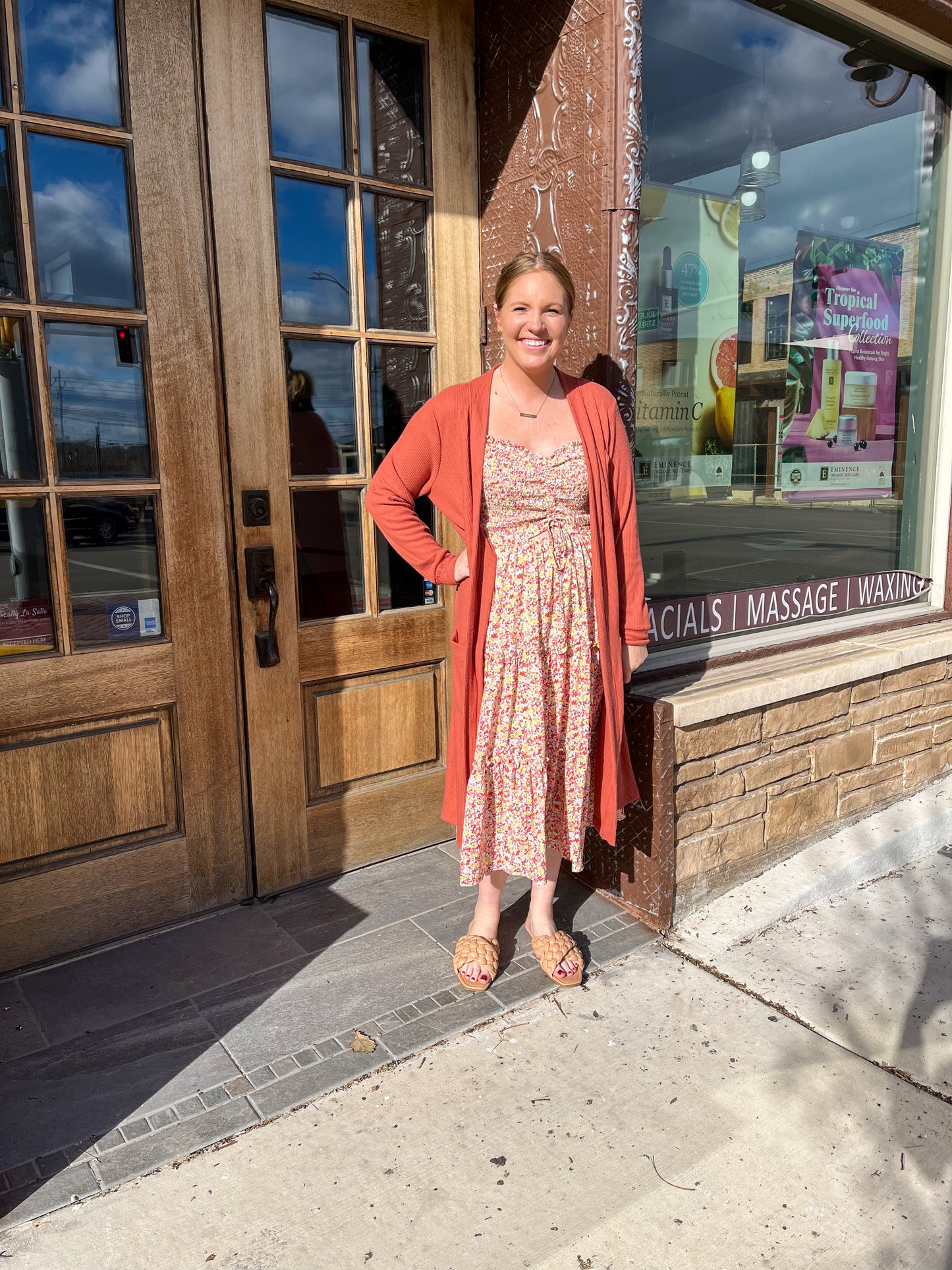 She + Sky Tiered Floral Midi Dress