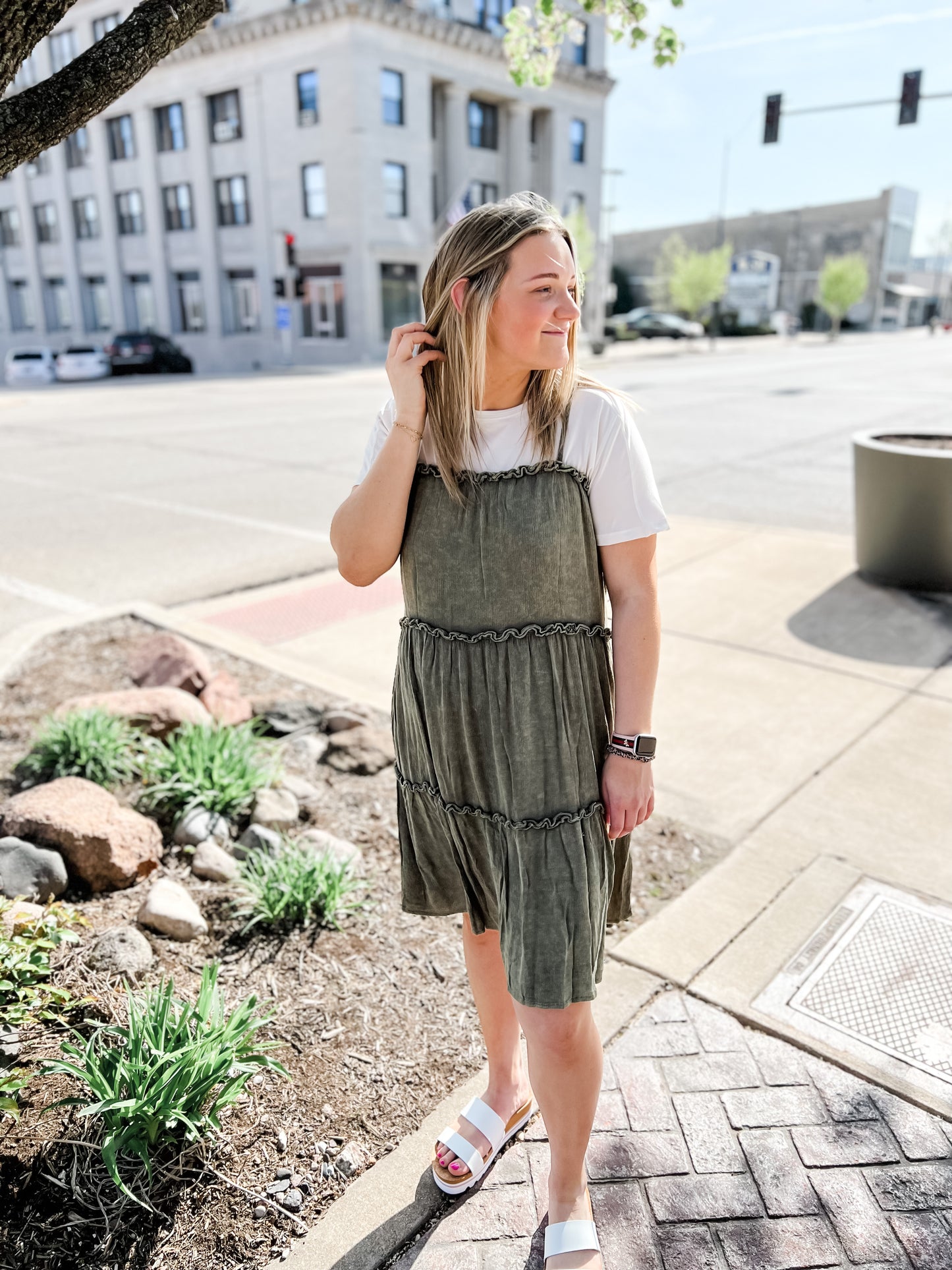 Acid Wash Ruffle Dress