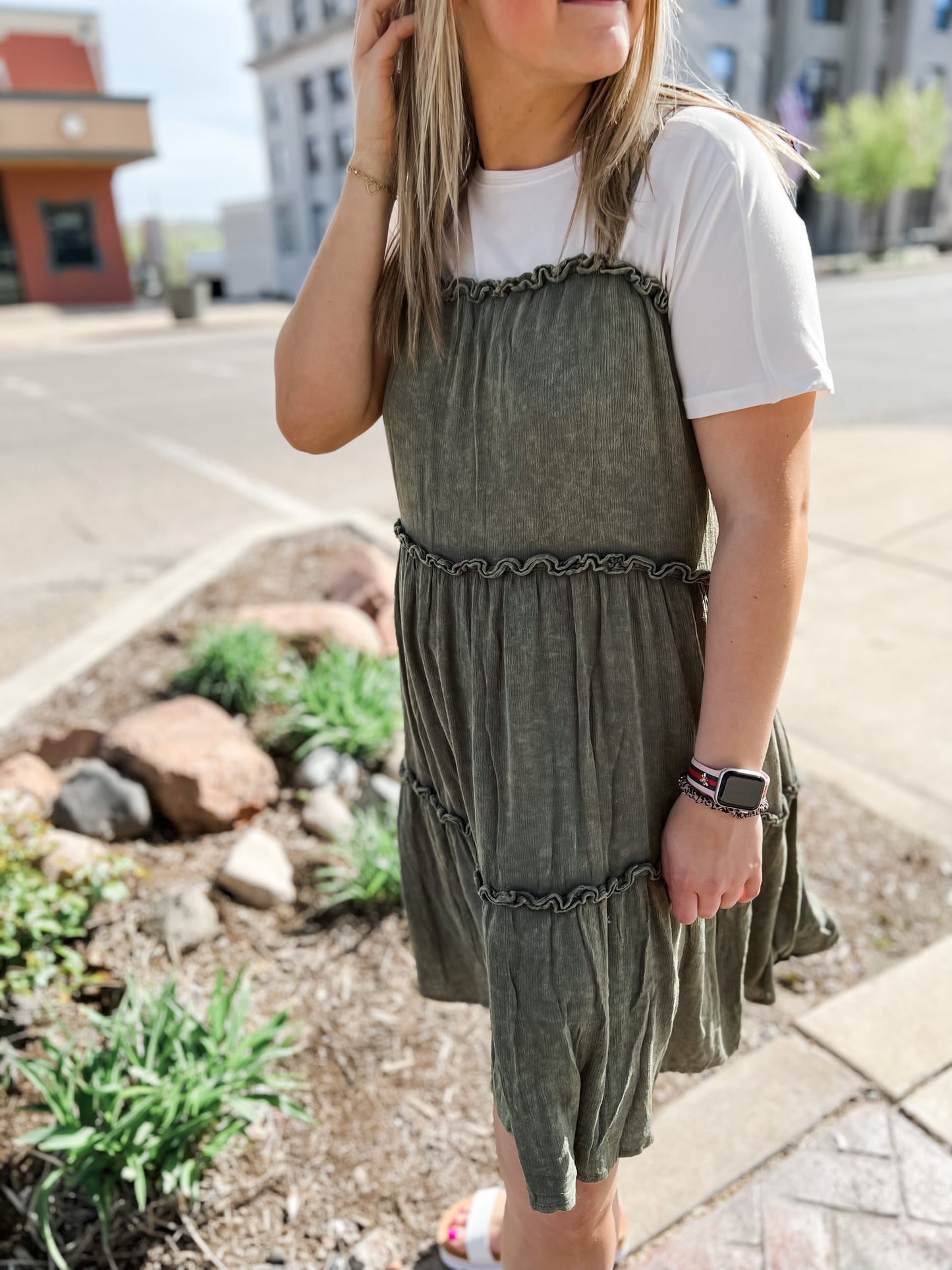 Acid Wash Ruffle Dress