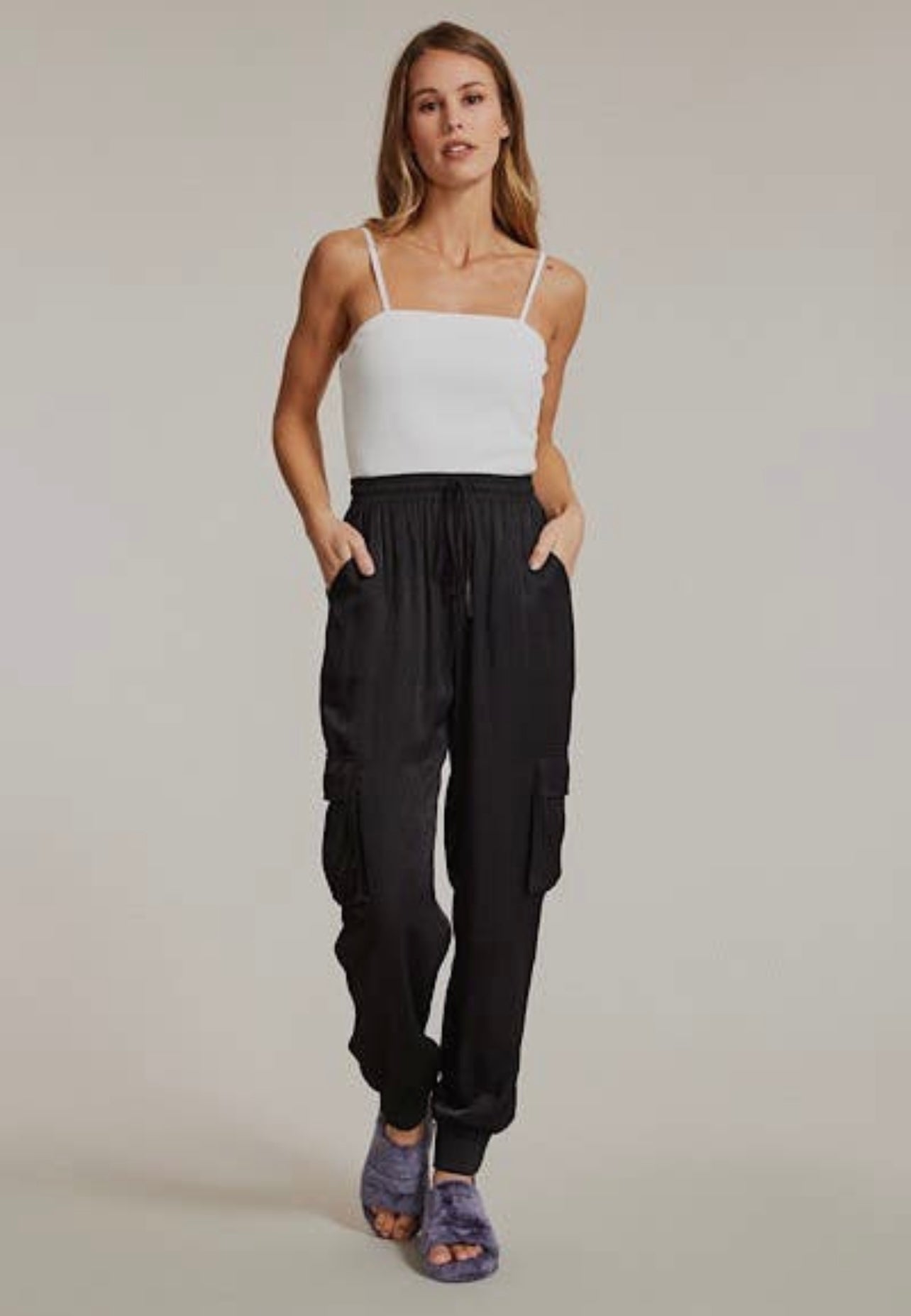 Satin Cargo Pants