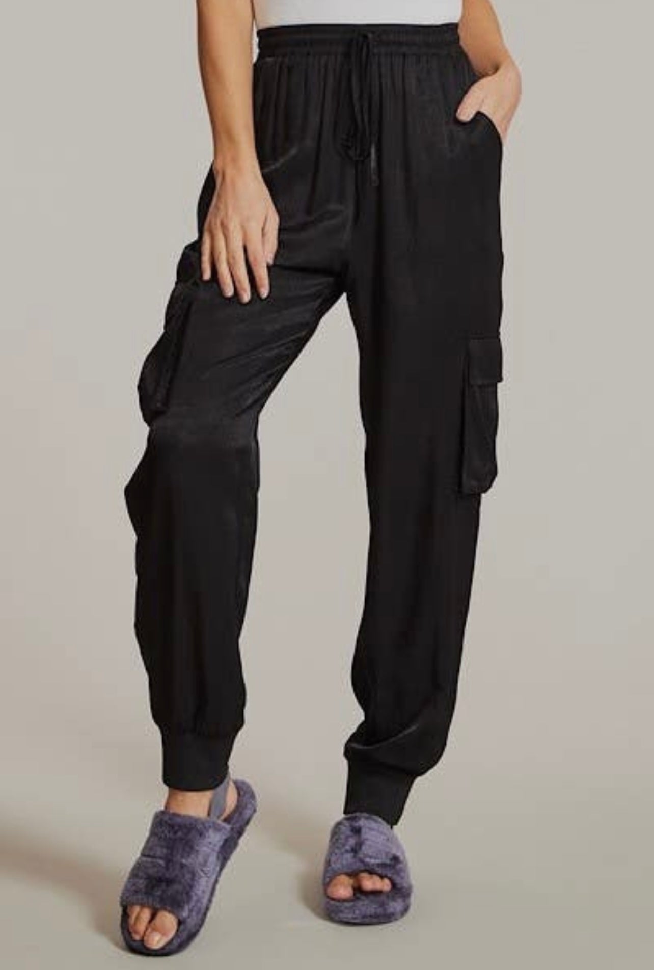 Satin Cargo Pants