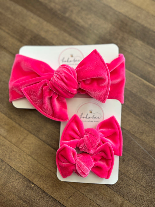 Velvet Hot Pink Bow