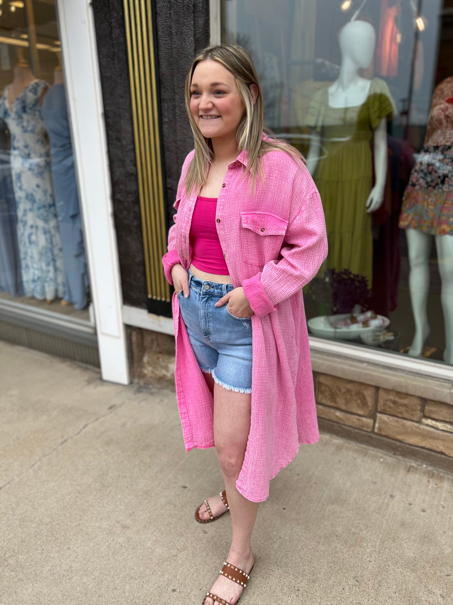 Cotton Candy Longline Button Down