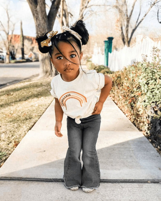 Bailey's Blossoms Blk Denim Bell Bottoms