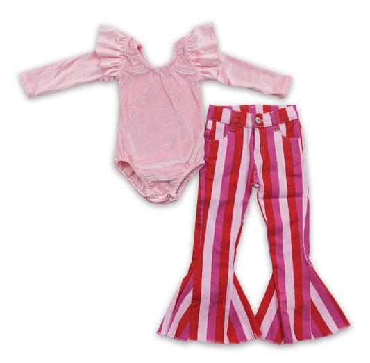 Pink Party Striped Bell Bottoms