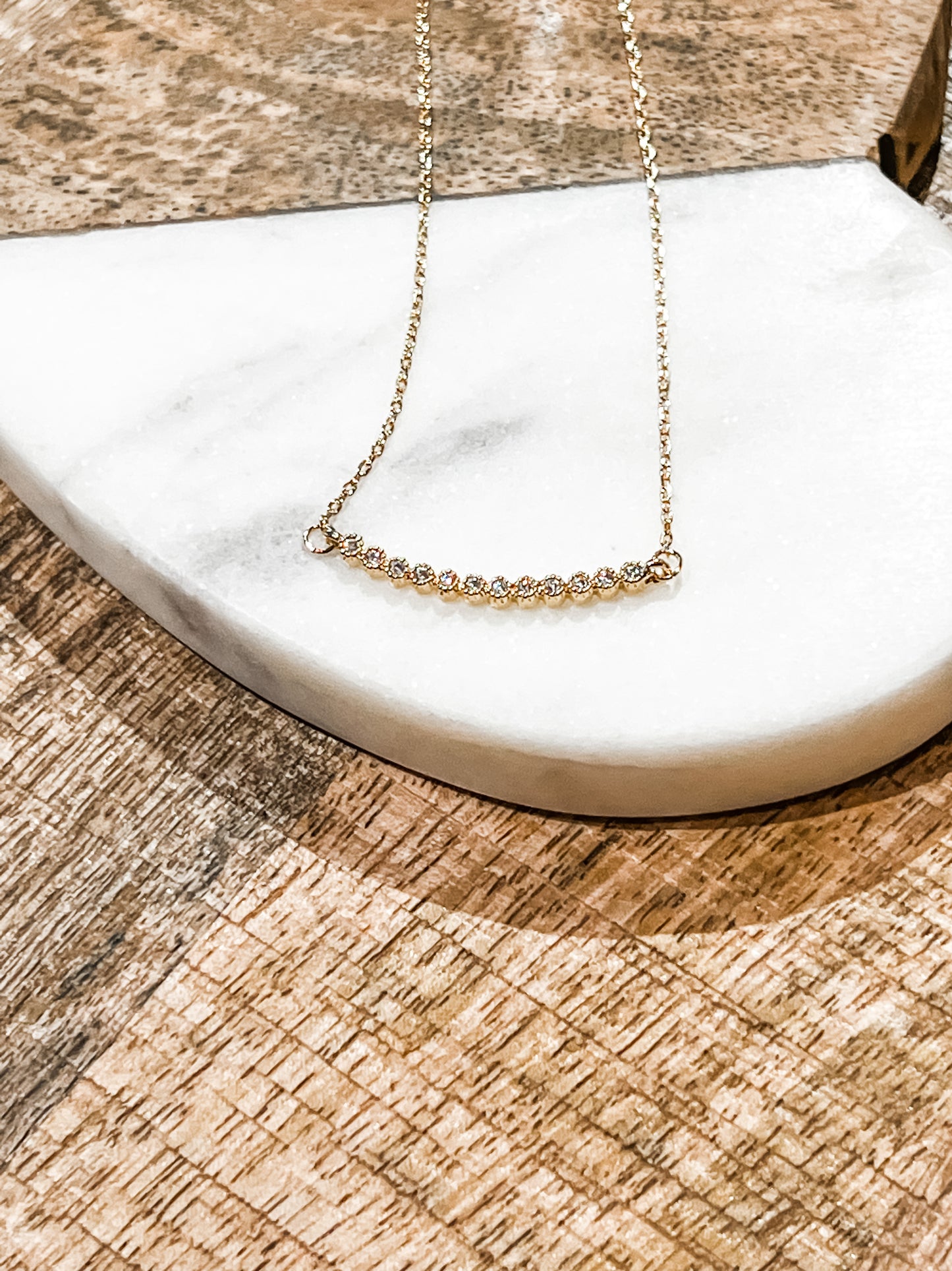 Dainty CZ Bar Necklace