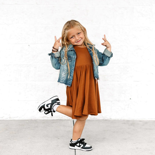 Millie + Roo Cognac Twirl Dress