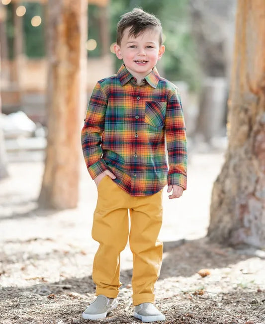 RuggedButts Rainbow Plaid Button Down